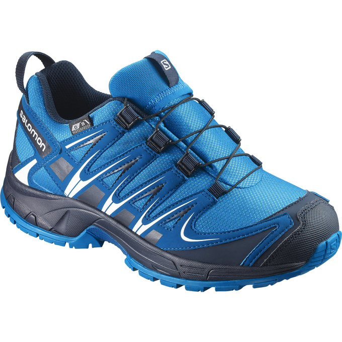 Chaussures De Trail Running Salomon Enfant Bleu - Salomon XA PRO 3D CSWP K - France (9347-YOQFZ)